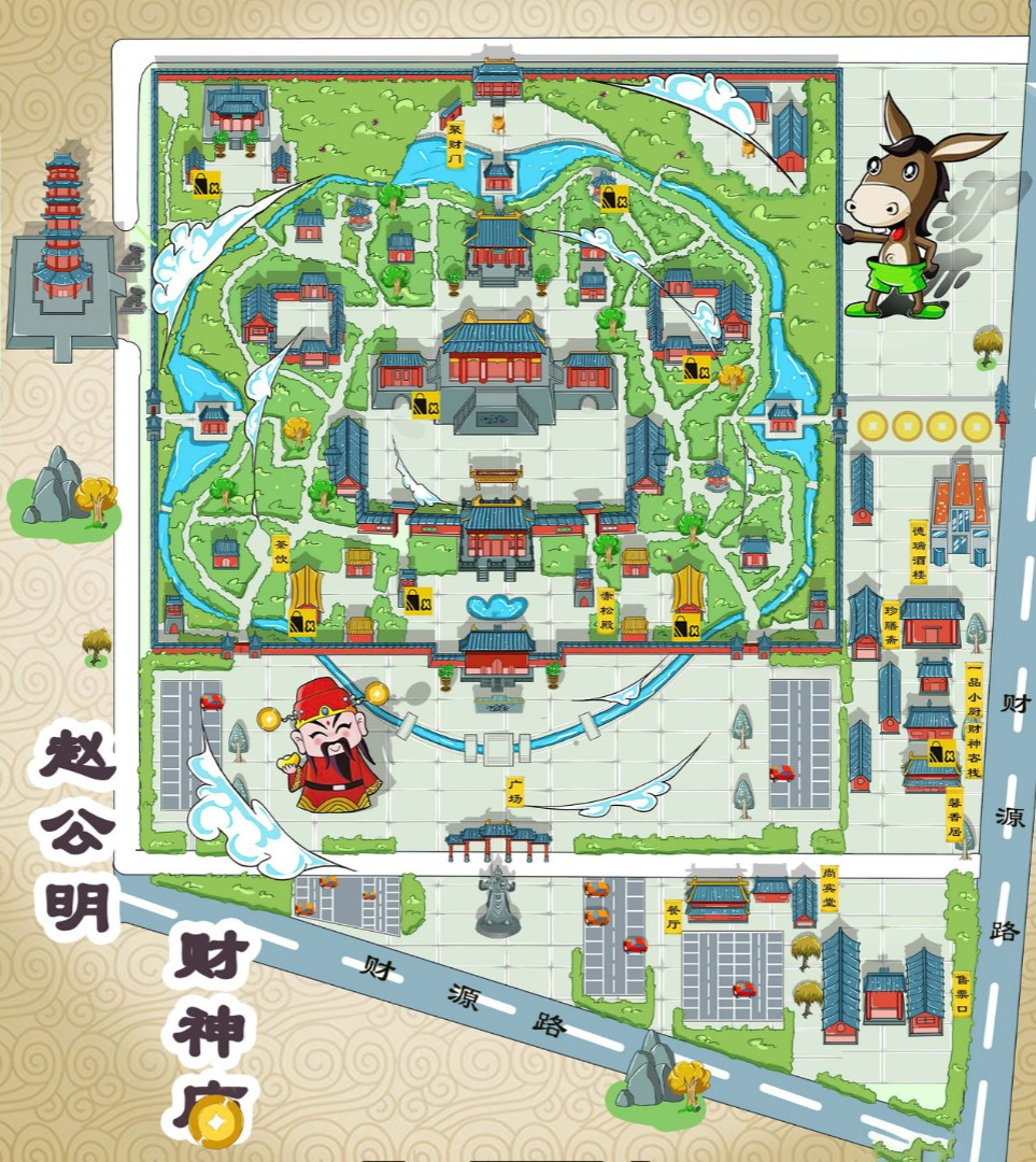 胶州寺庙类手绘地图